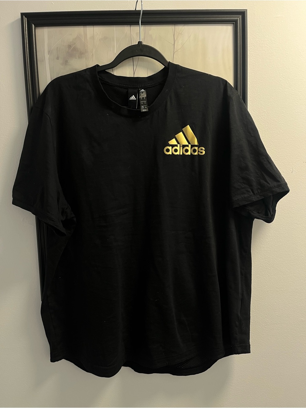 adidas Black Short Sleeve Tee with Gold Logo